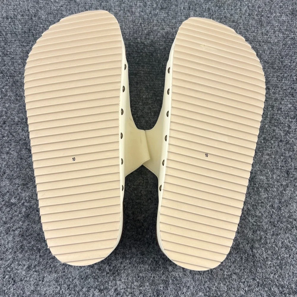 Altar'd State Cream Platform Slide s Double Buckle Studded Cork Midsole